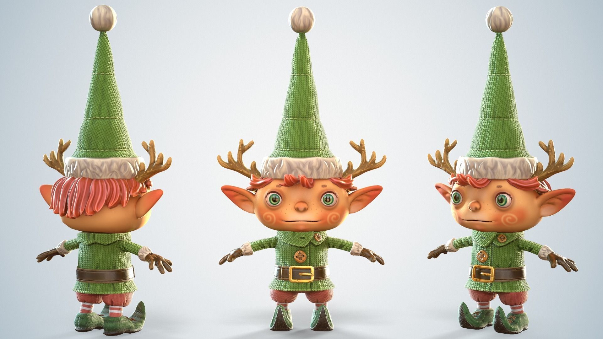 Christmas elf  Low-poly 3D model_2