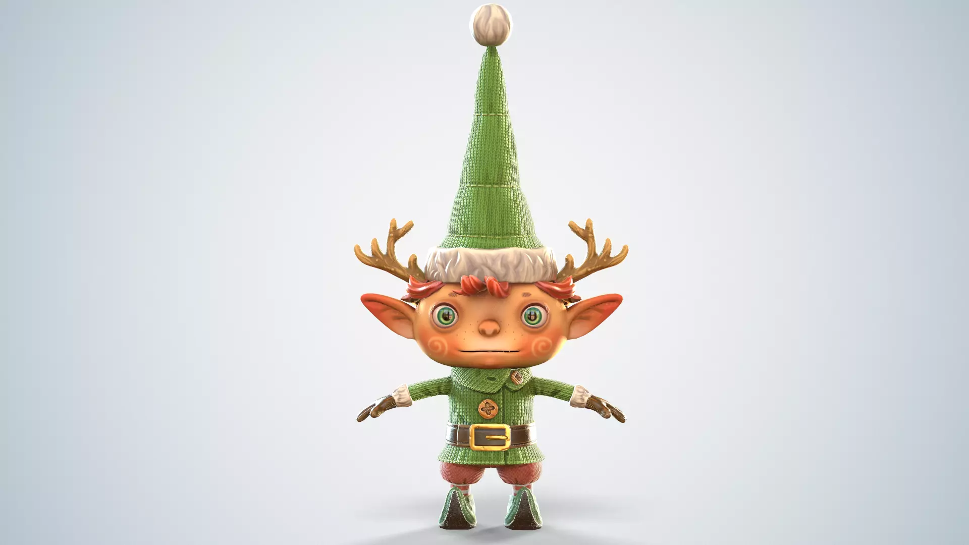 Christmas elf  Low-poly 3D model_0
