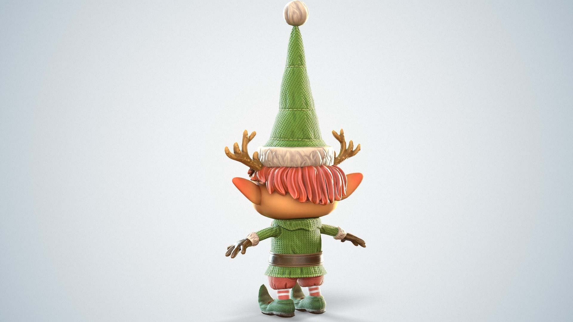 Christmas elf  Low-poly 3D model_8