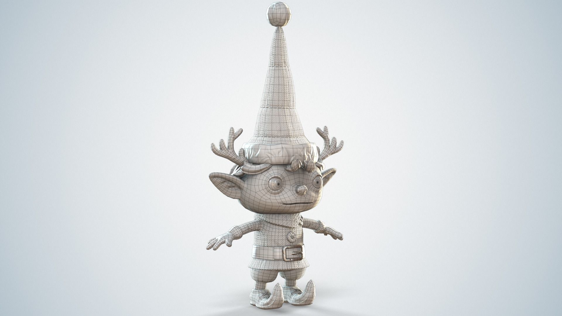 Christmas elf  Low-poly 3D model_13