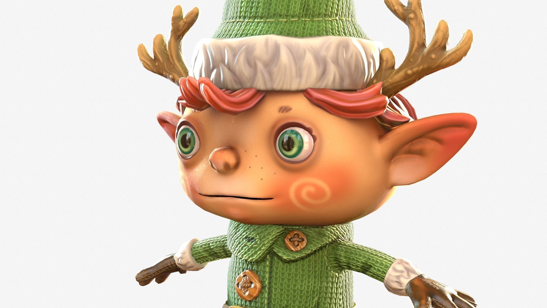 Christmas elf  Low-poly 3D model_31