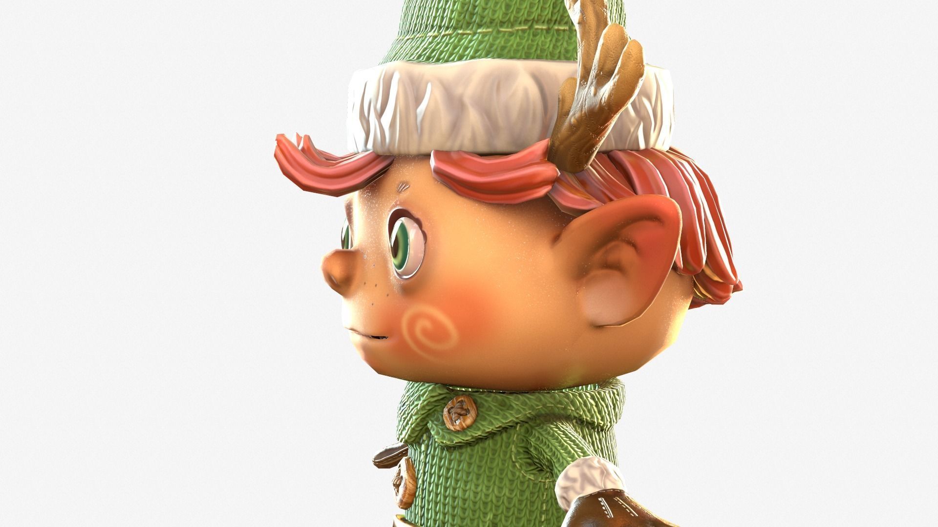 Christmas elf  Low-poly 3D model_30