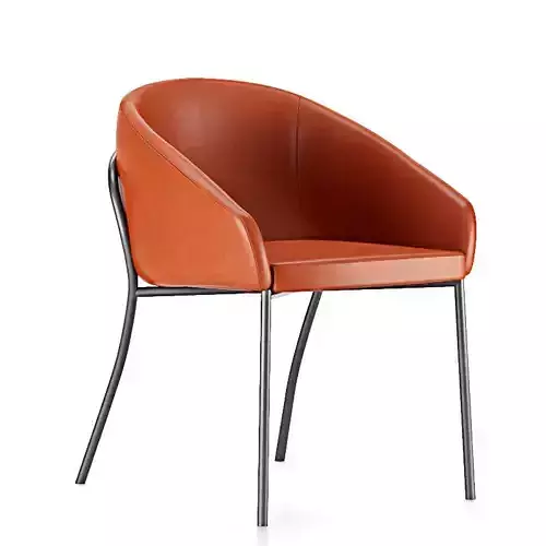 Chair orange leather with frame