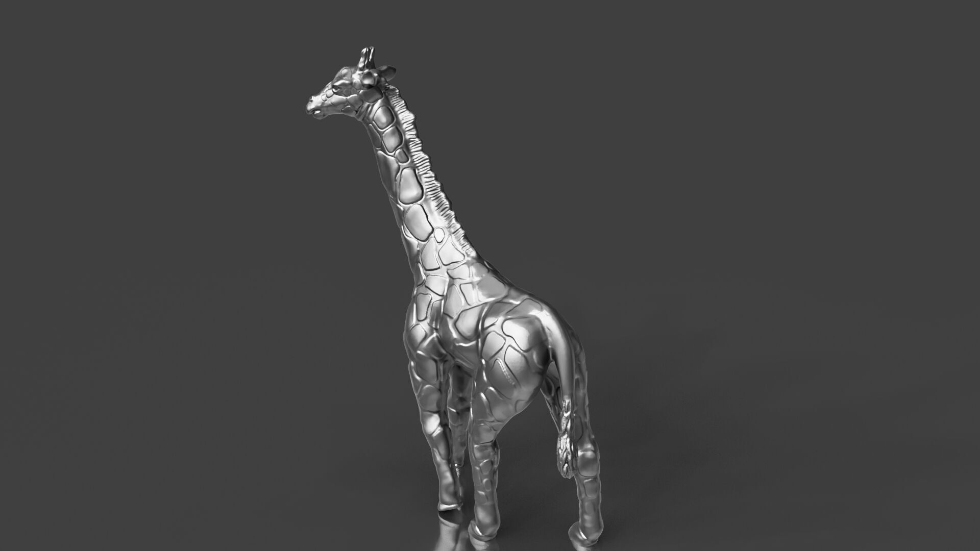 Silver Walk Giraffe Figurine 3D print model_3