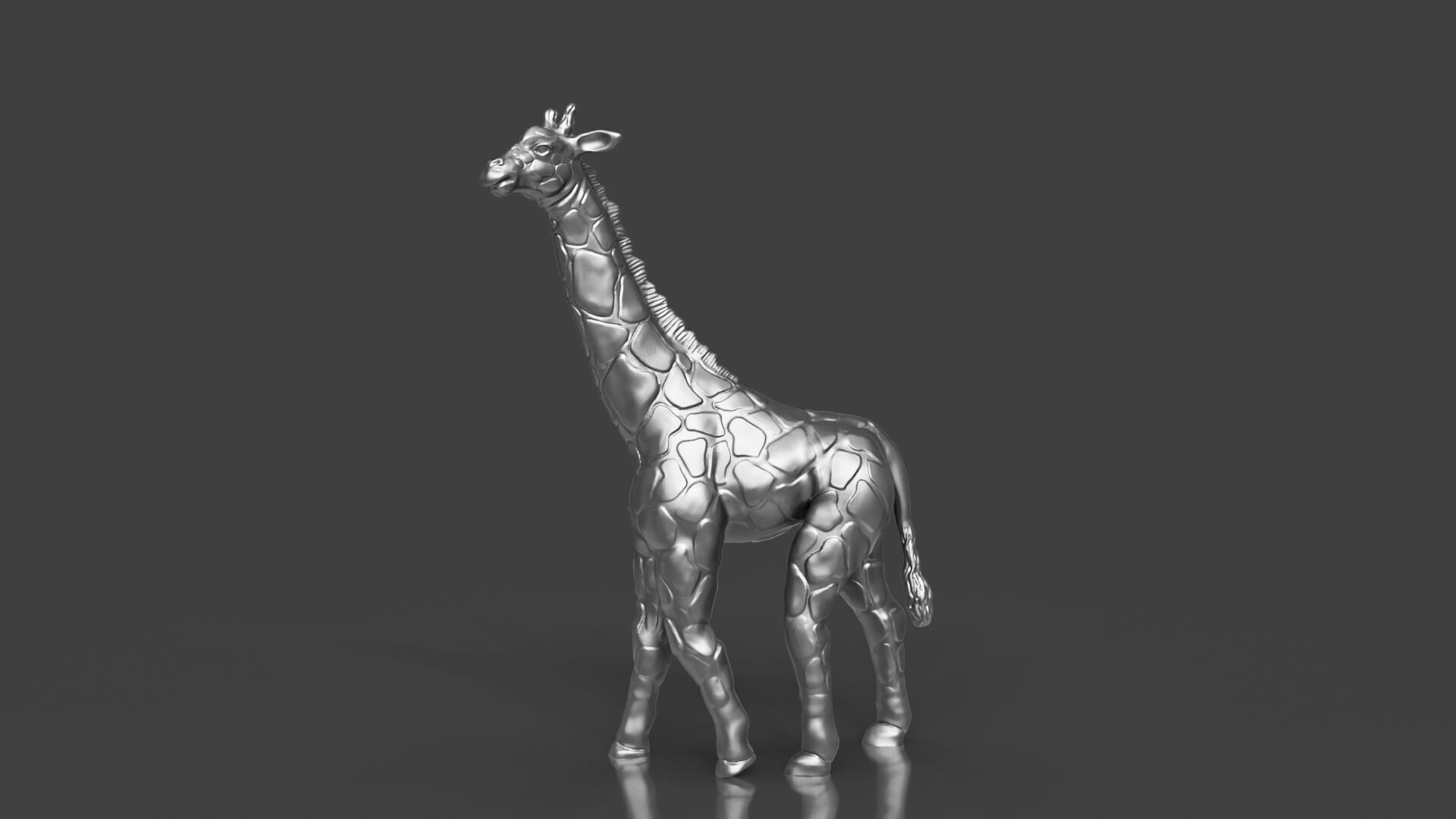 Silver Walk Giraffe Figurine 3D print model_2