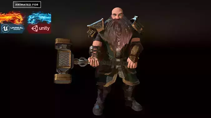 Dwarf Low-poly 3D model