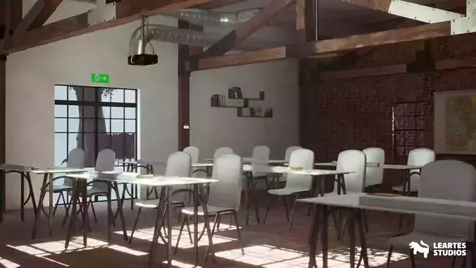 Modular School  Classroom with Hallway