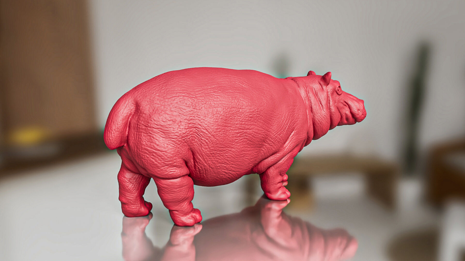 Hippo Walk Pose Toy 3D print model_5