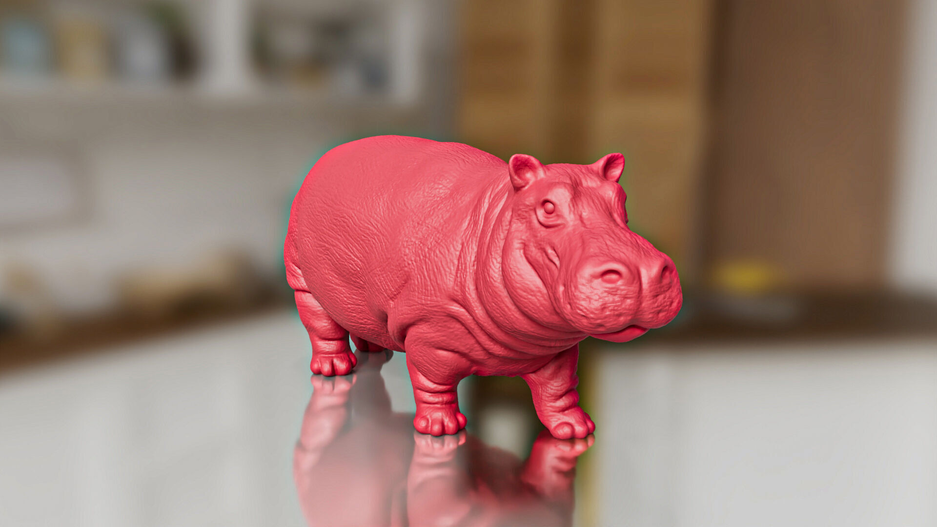 Hippo Walk Pose Toy 3D print model_1
