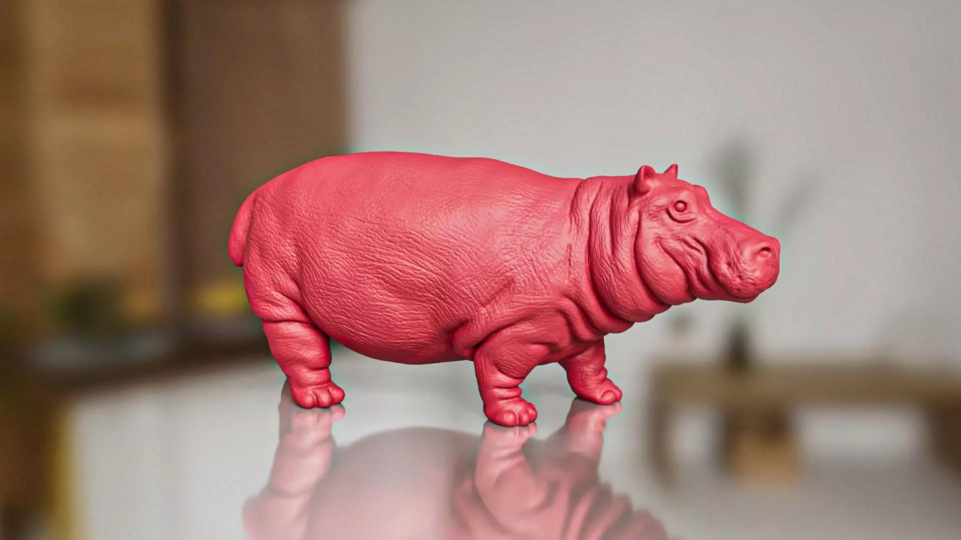 Hippo Walk Pose Toy 3D print model_0