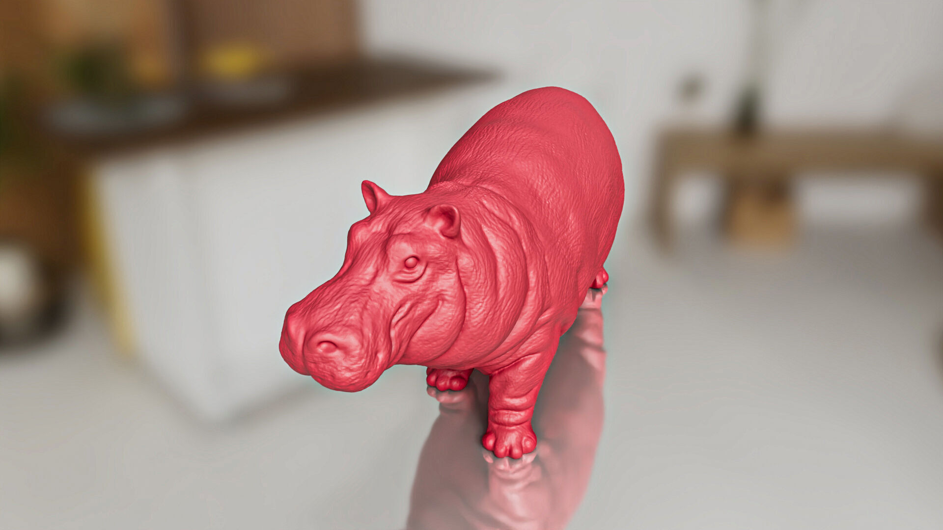 Hippo Walk Pose Toy 3D print model_2