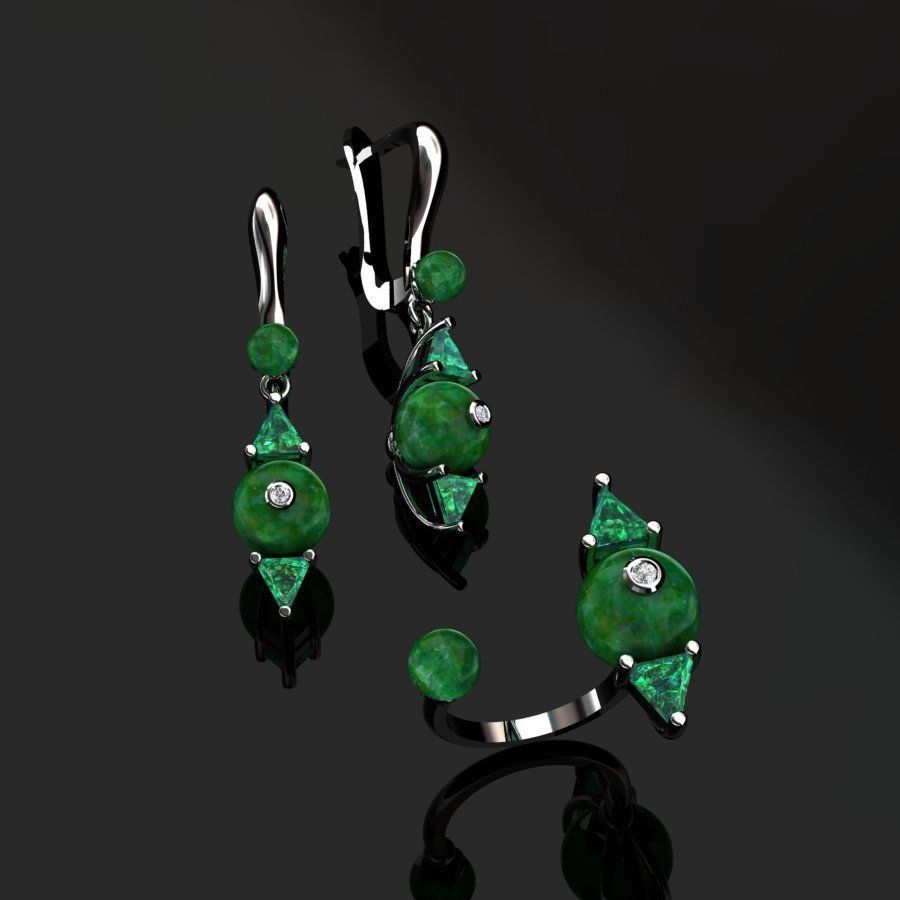 Ring and Earrings  3D print model_9