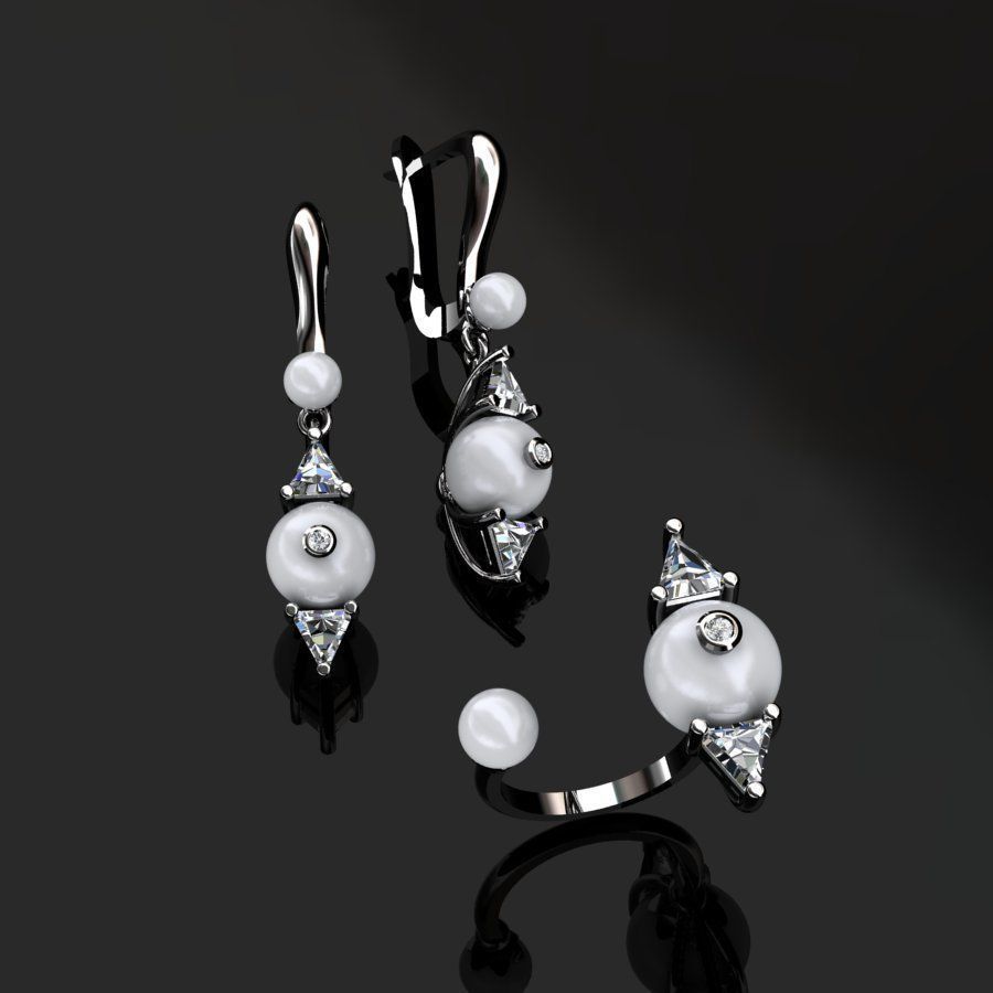 Ring and Earrings  3D print model_1