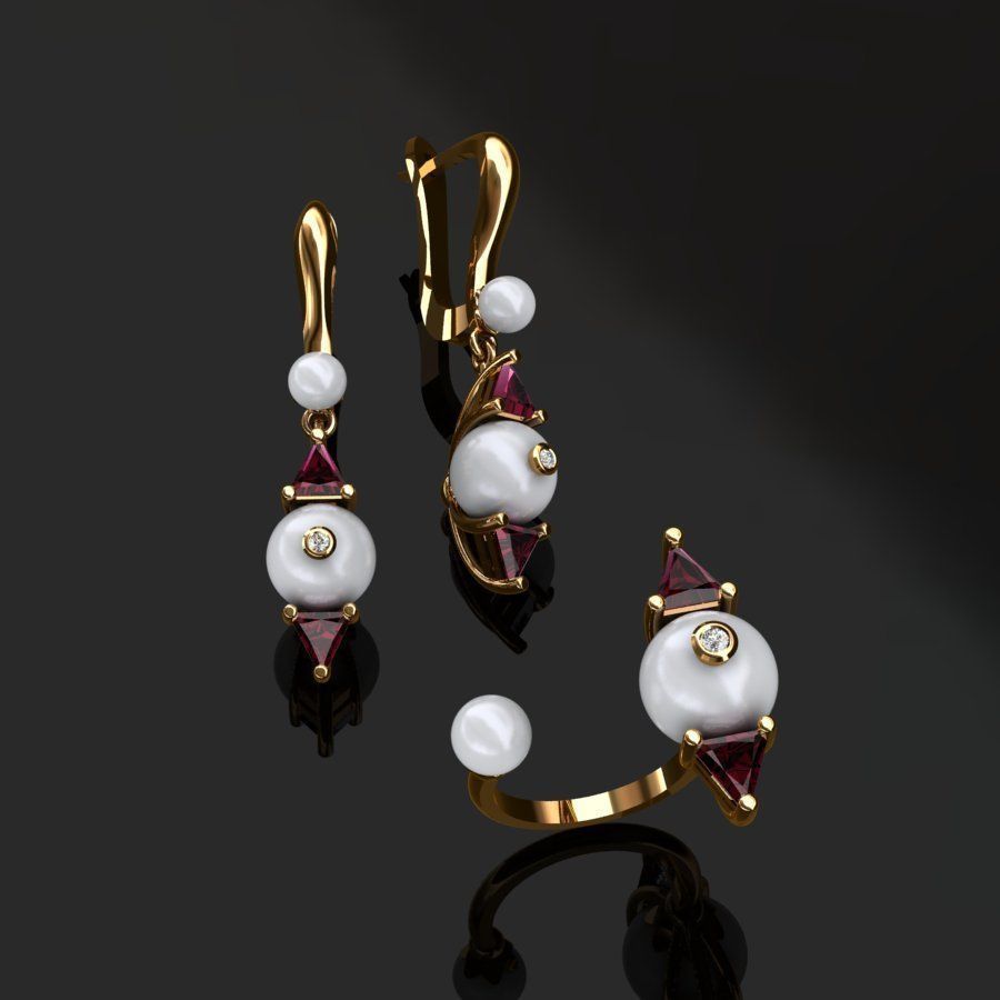 Ring and Earrings  3D print model_2