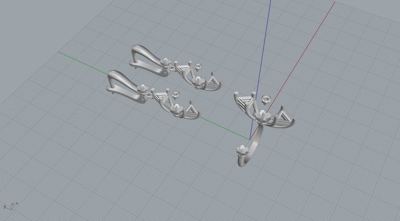 Ring and Earrings  3D print model_19