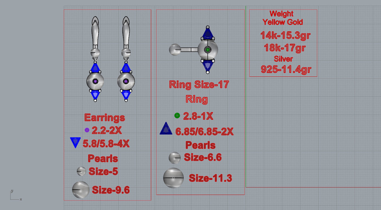 Ring and Earrings  3D print model_12