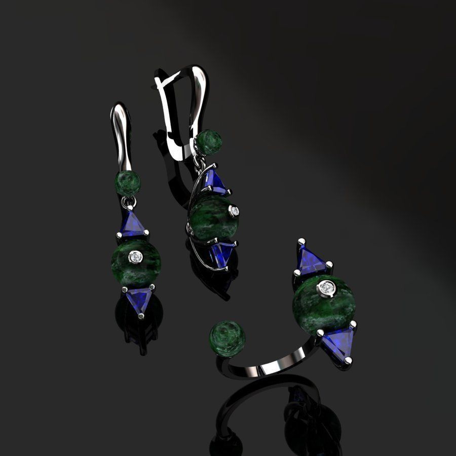 Ring and Earrings  3D print model_11