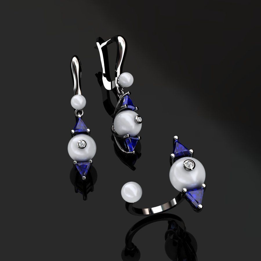 Ring and Earrings  3D print model_3