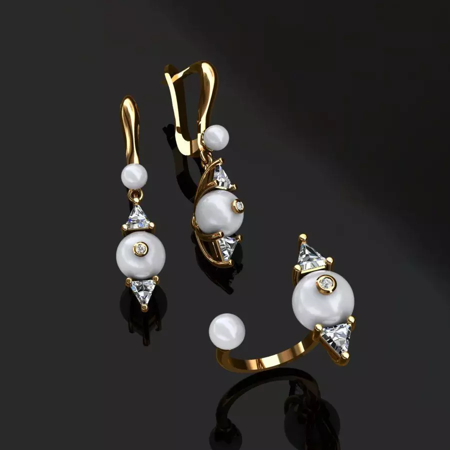 Ring and Earrings  3D print model_0