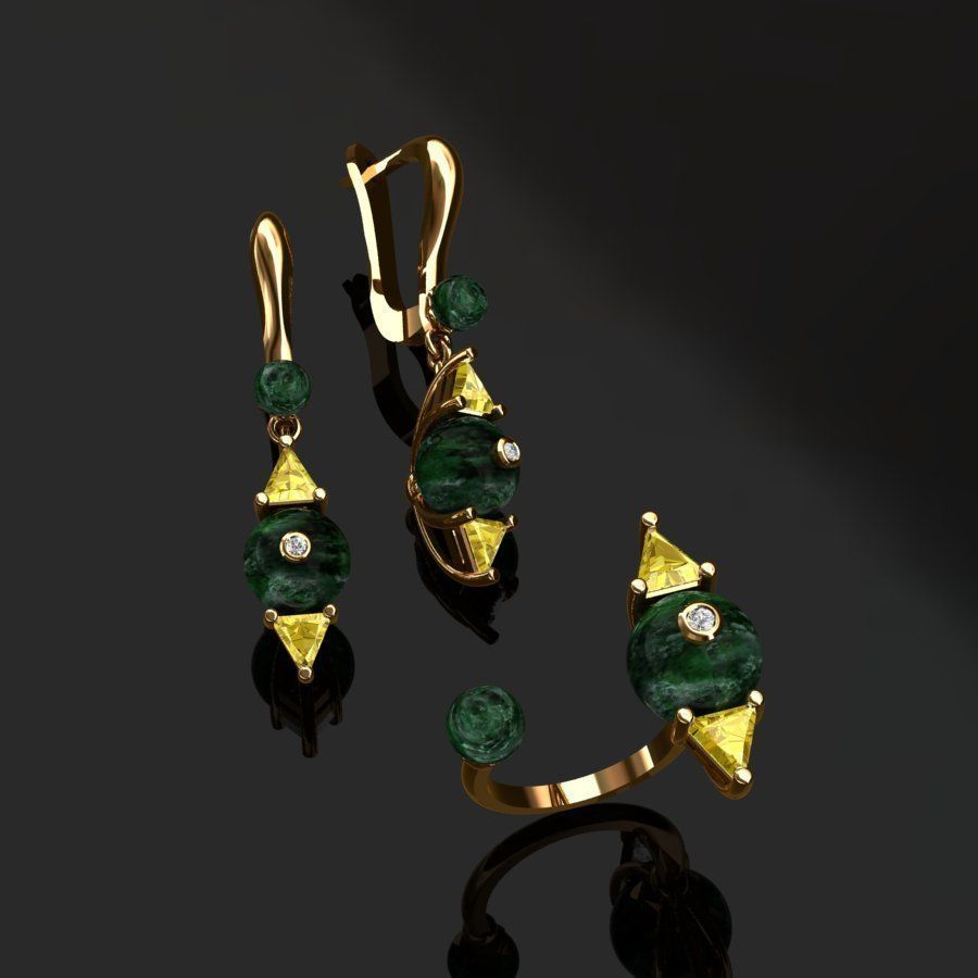 Ring and Earrings  3D print model_10