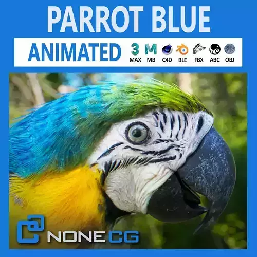 Animated Blue Parrot 3D model