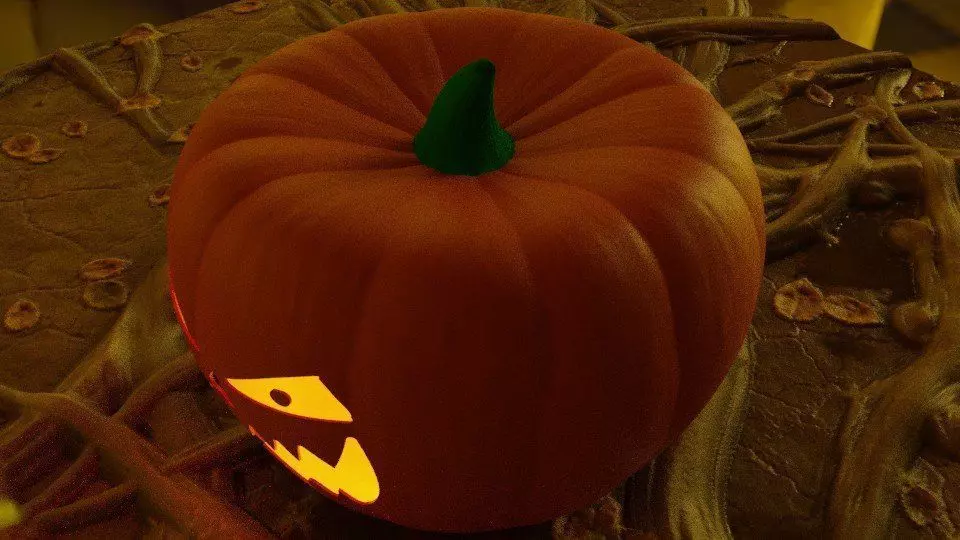 Halloween pumpkin on table Free 3D model