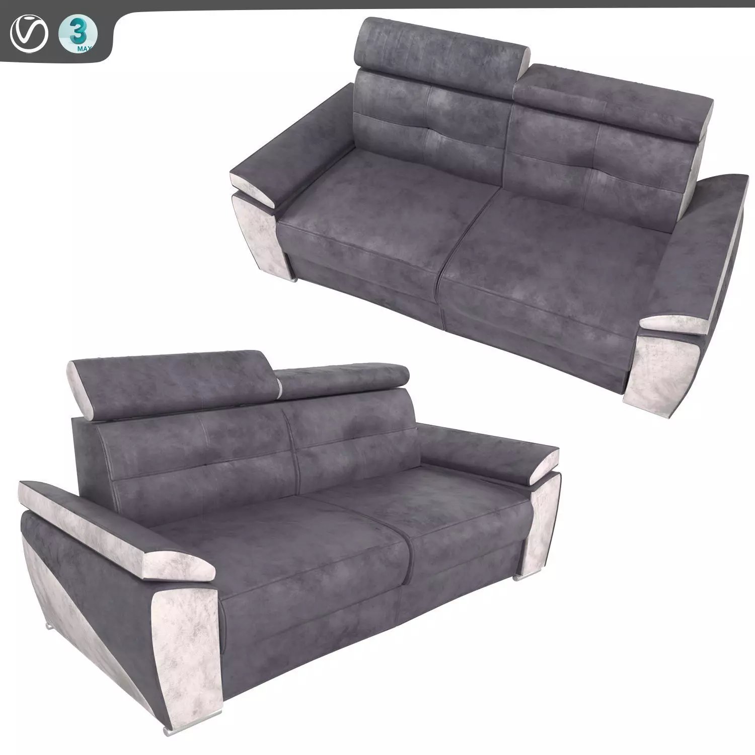 TOSCANE coloris anthracite gris clair 3D model
