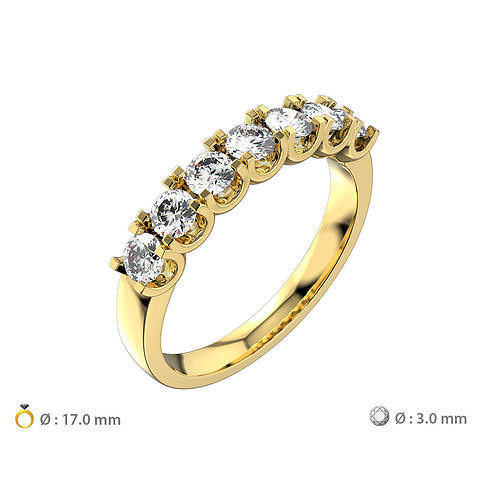 N186 Seven gems engagement ring 3D print model