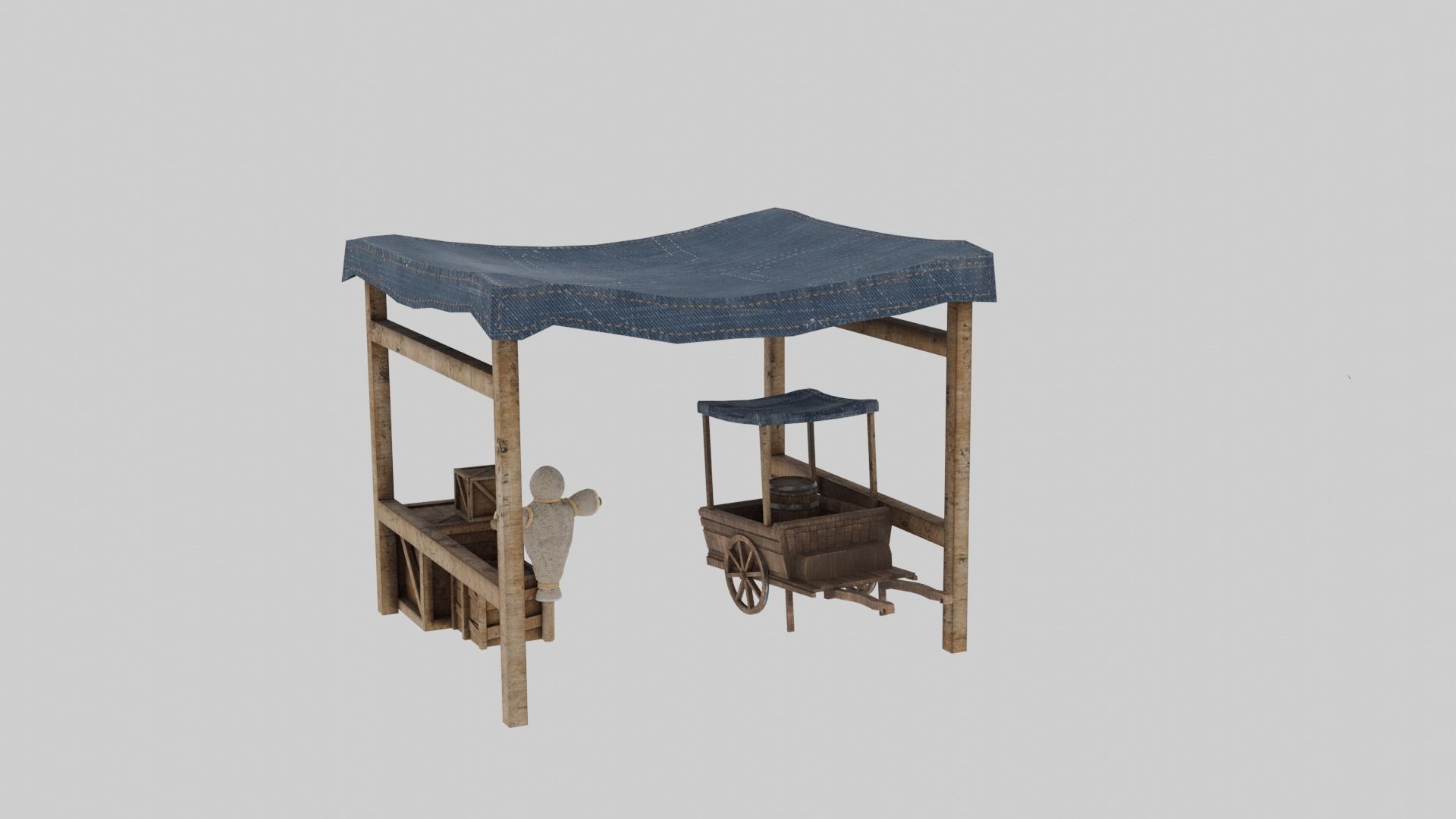 Medieval Stall Low-poly 3D model_3