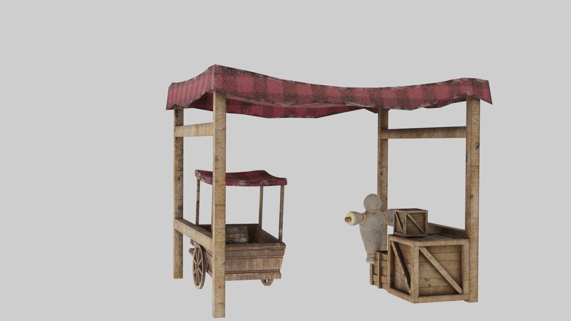Medieval Stall Low-poly 3D model_4