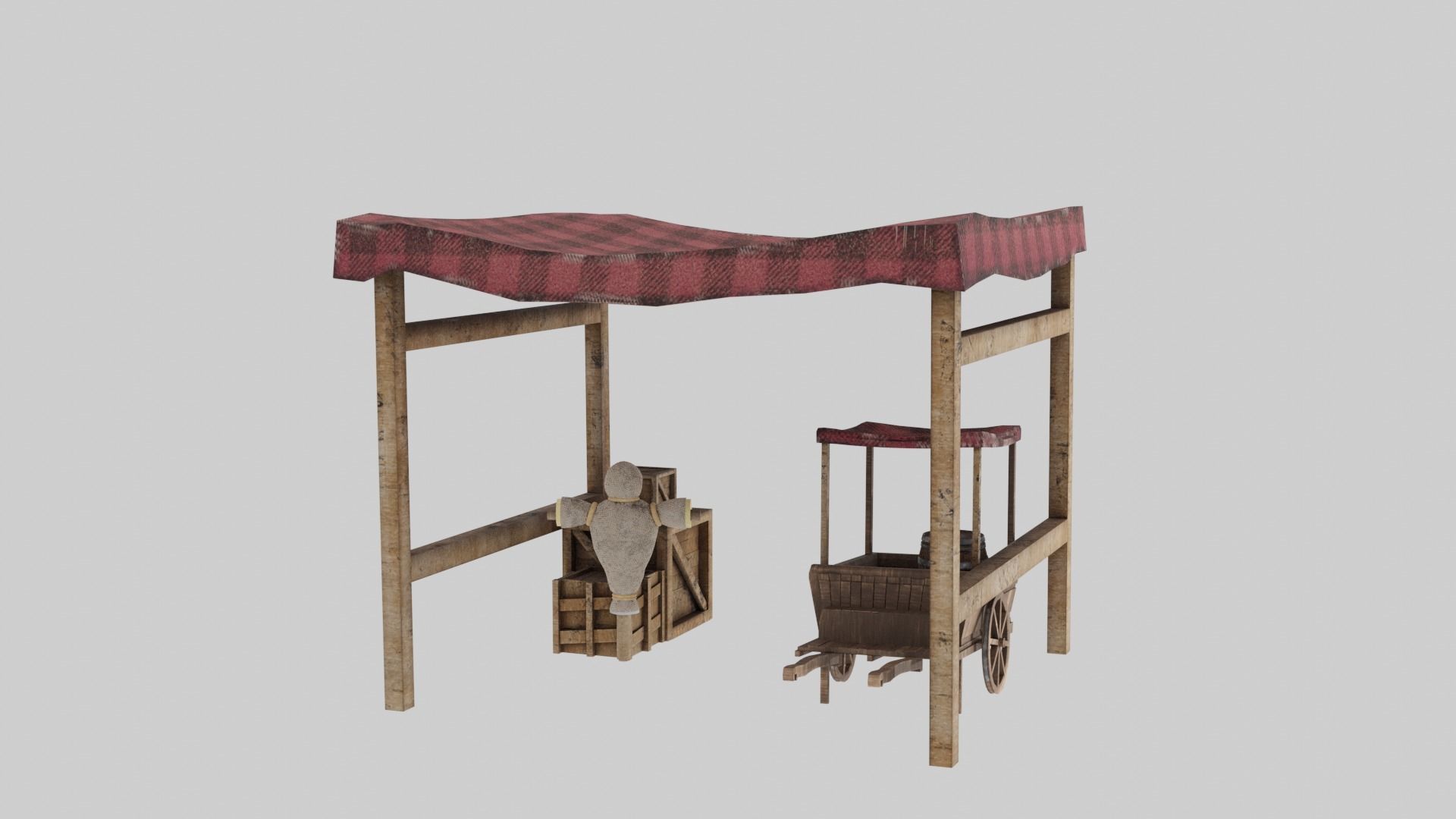 Medieval Stall Low-poly 3D model_2