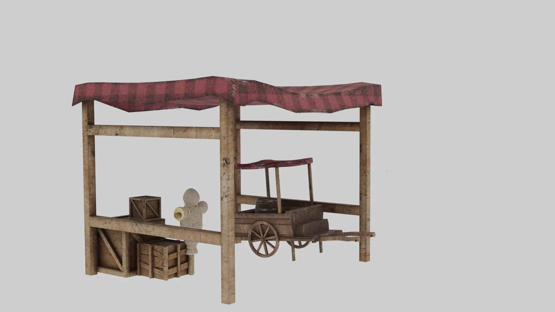 Medieval Stall Low-poly 3D model_0