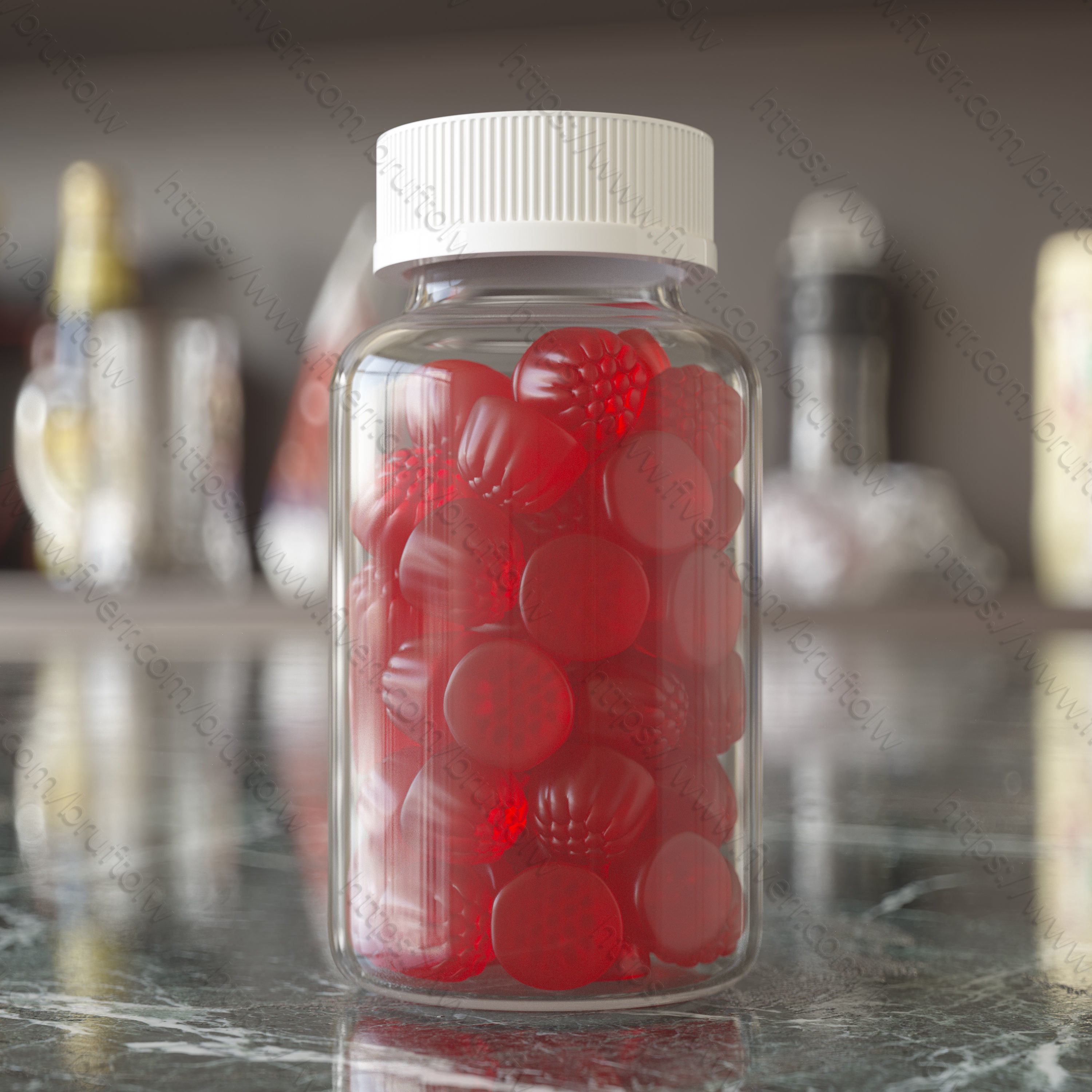 Supplement bottle with gummies-gelli 3D model_2