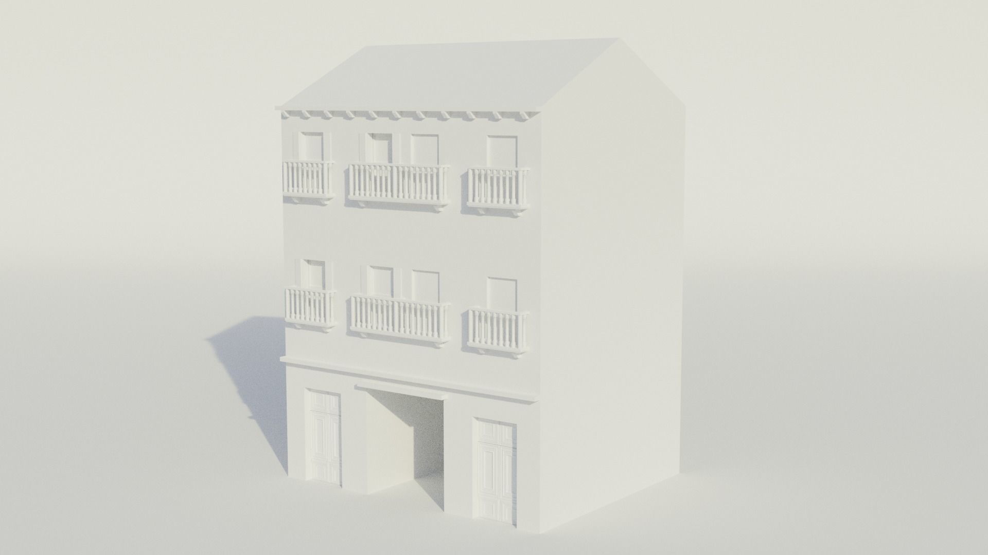 Apartment Building - Low-poly PBR Low-poly 3D model_9
