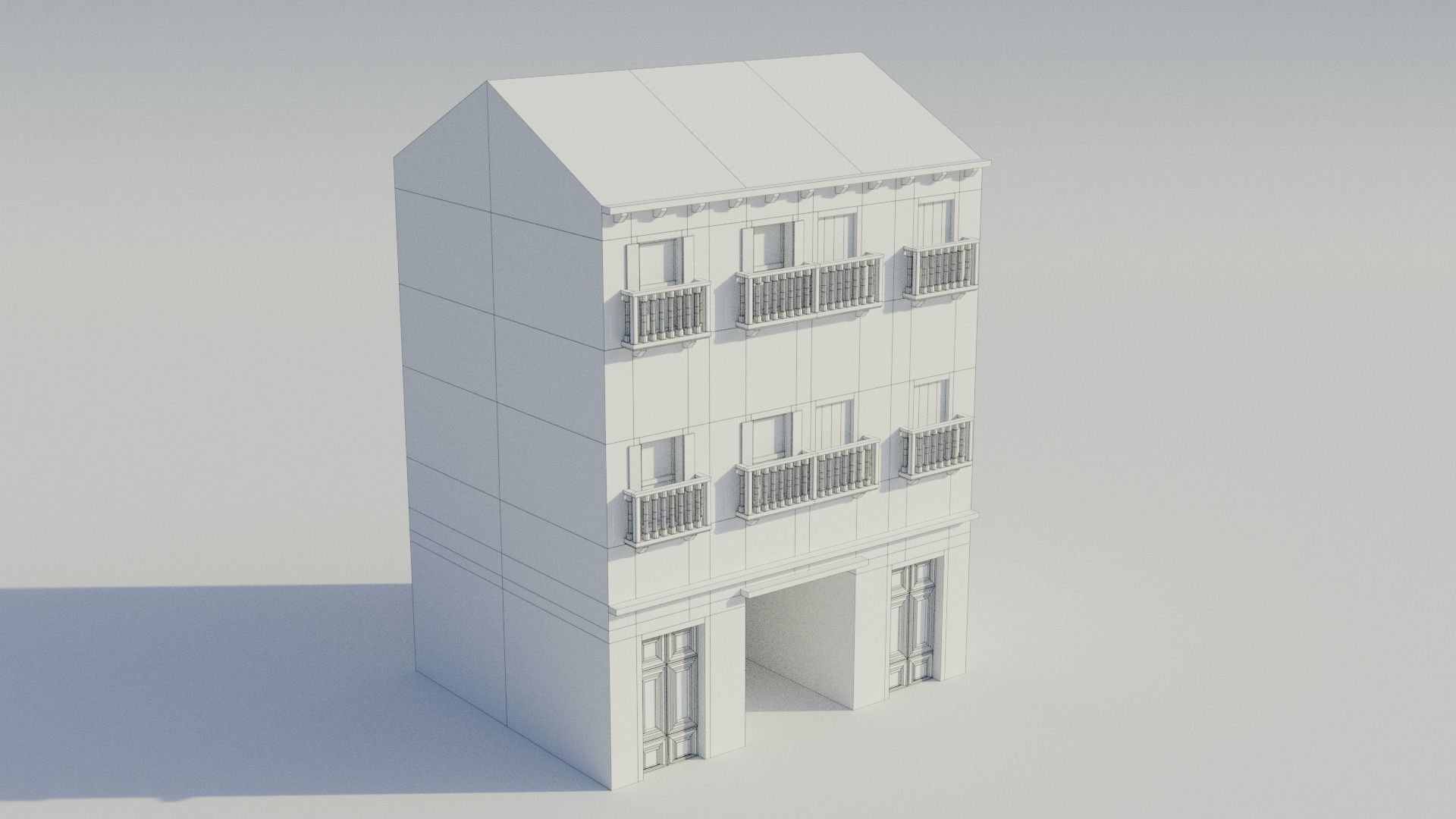 Apartment Building - Low-poly PBR Low-poly 3D model_6