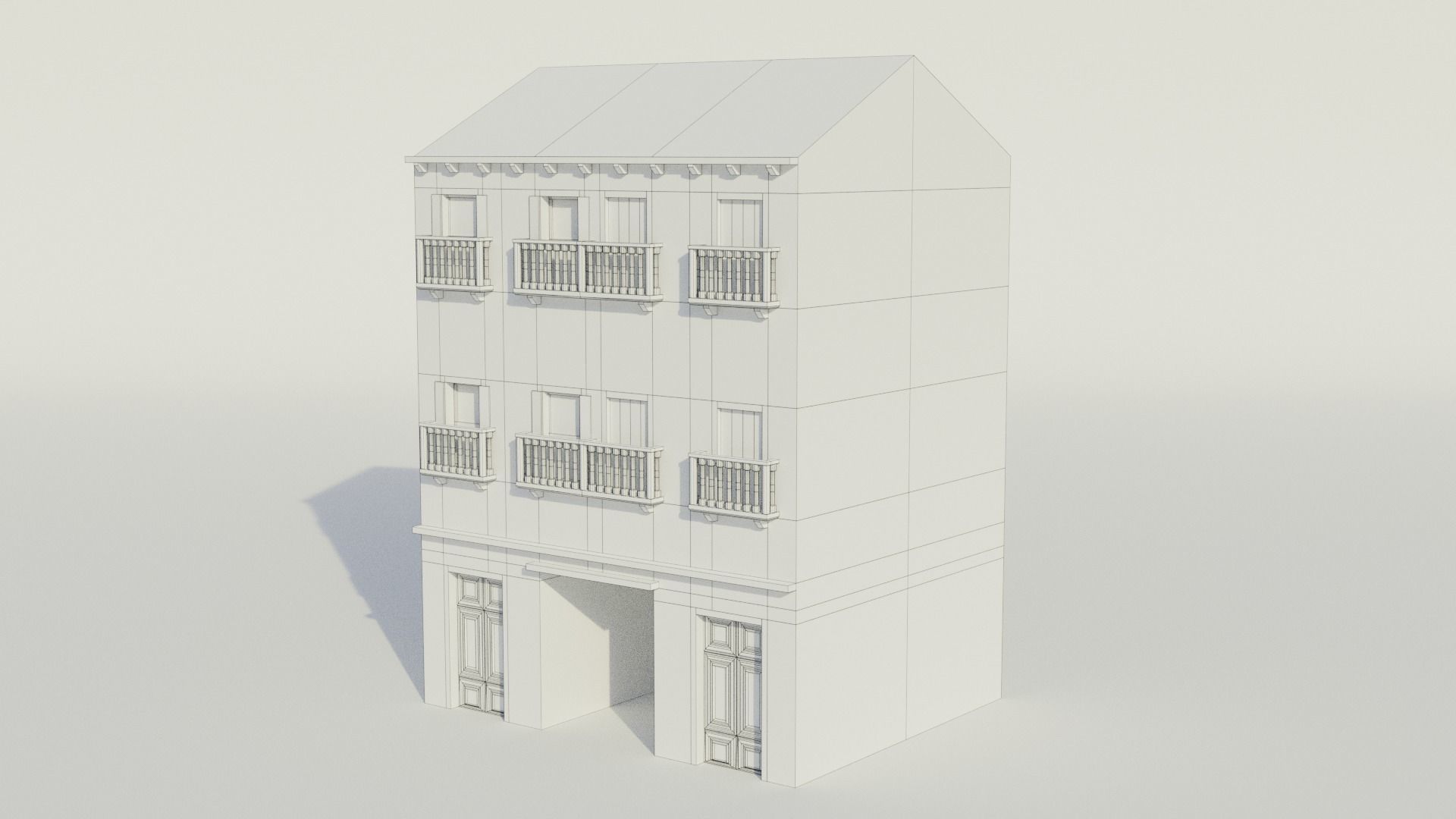 Apartment Building - Low-poly PBR Low-poly 3D model_7