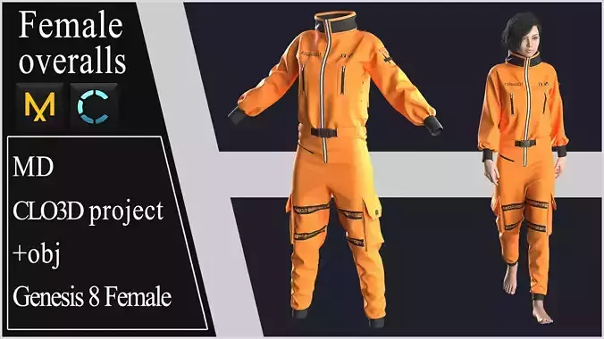 Female Overalls Marvelous Designer project 3D model Female Overalls Marvelous Designer project 3D model
