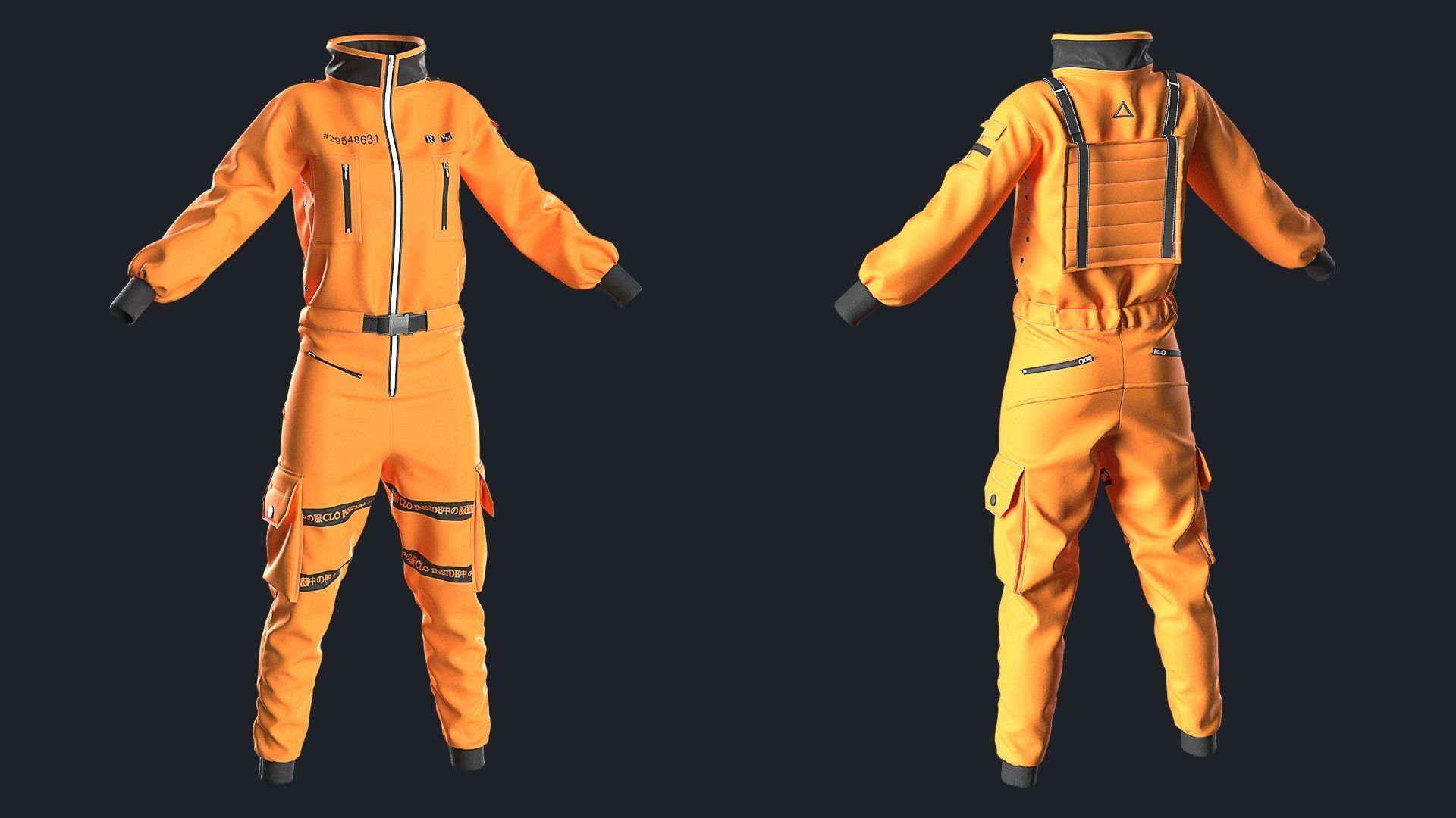 Female Overalls Marvelous Designer project 3D model_1