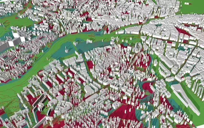 Geneva City Low-poly 3D model