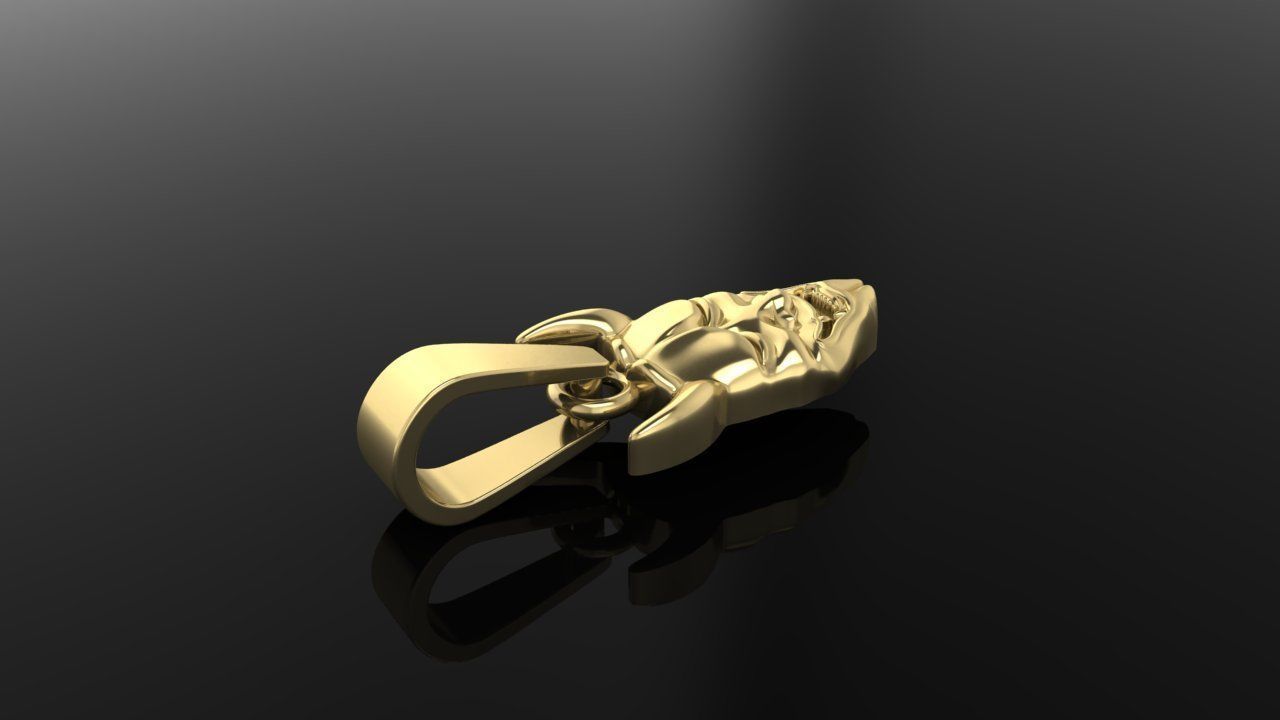 Hannya Mask Pendant 15mm Small Size With Bell 3D print model_5