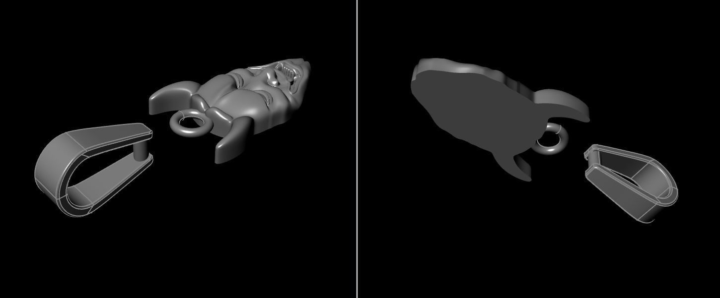 Hannya Mask Pendant 15mm Small Size With Bell 3D print model_13