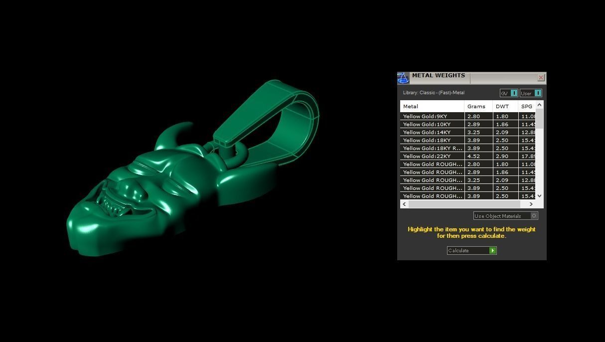 Hannya Mask Pendant 15mm Small Size With Bell 3D print model_8