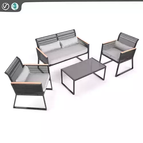 Set of black garden furniture MONACO