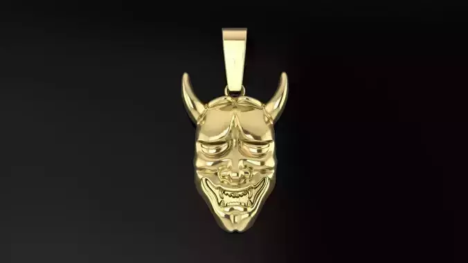 Hannya Mask Pendant 30mm Mid Size With Bell