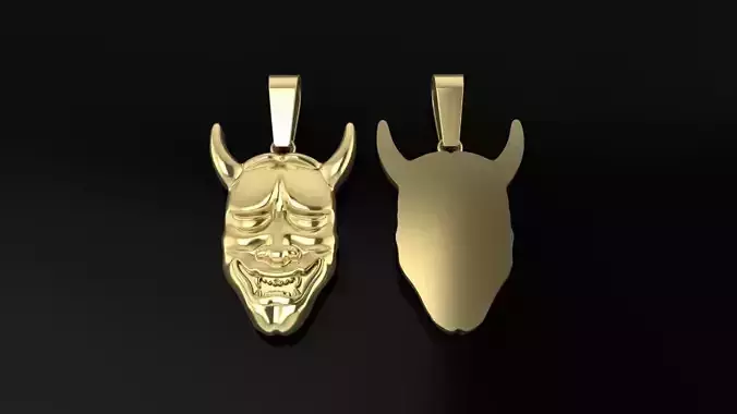 Hannya Mask Pendant 45mm Large Size With Bell