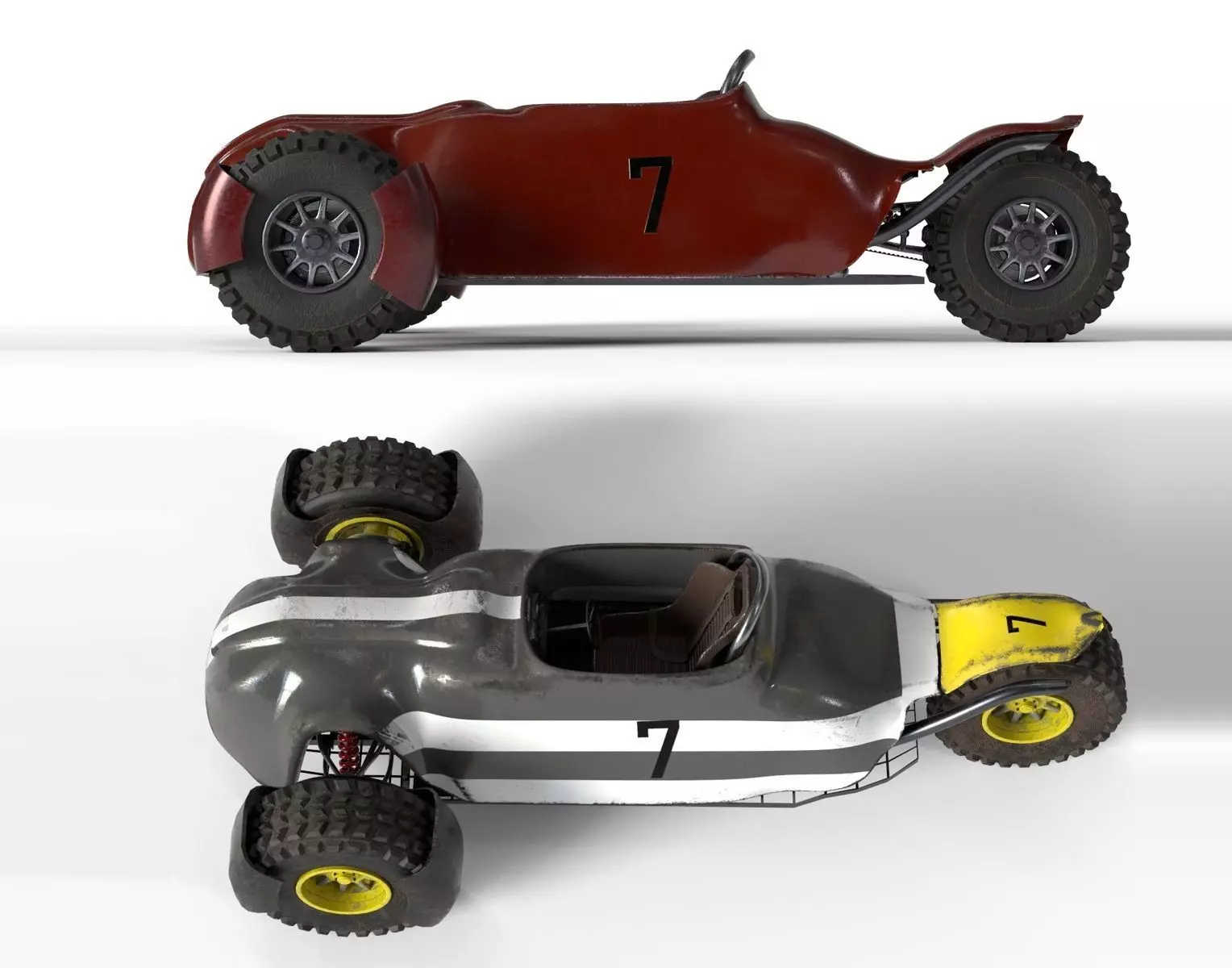 Dune buggy car with 4 skins 3D Low-poly 3D model