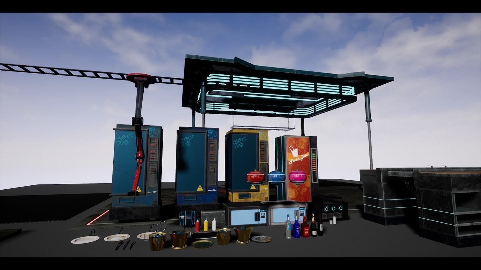 Cyberpunk Interior Bundle 3 products in 1 Low-poly 3D model_22