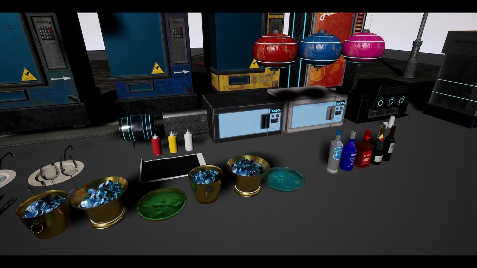 Cyberpunk Interior Bundle 3 products in 1 Low-poly 3D model_43