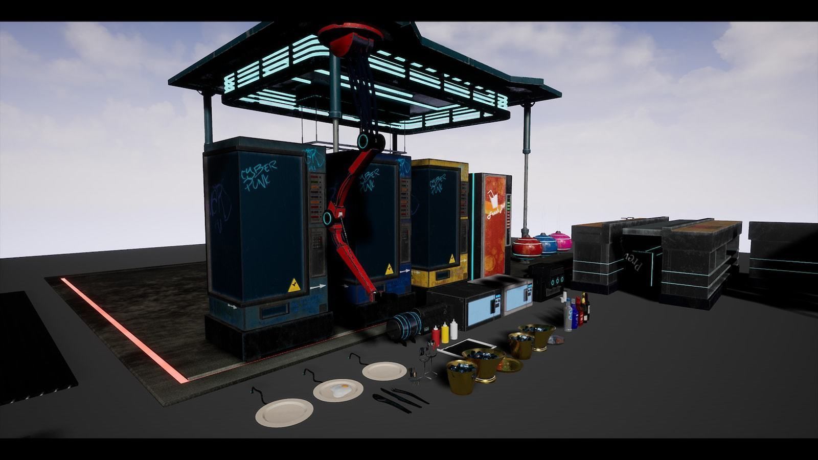 Cyberpunk Interior Bundle 3 products in 1 Low-poly 3D model_38