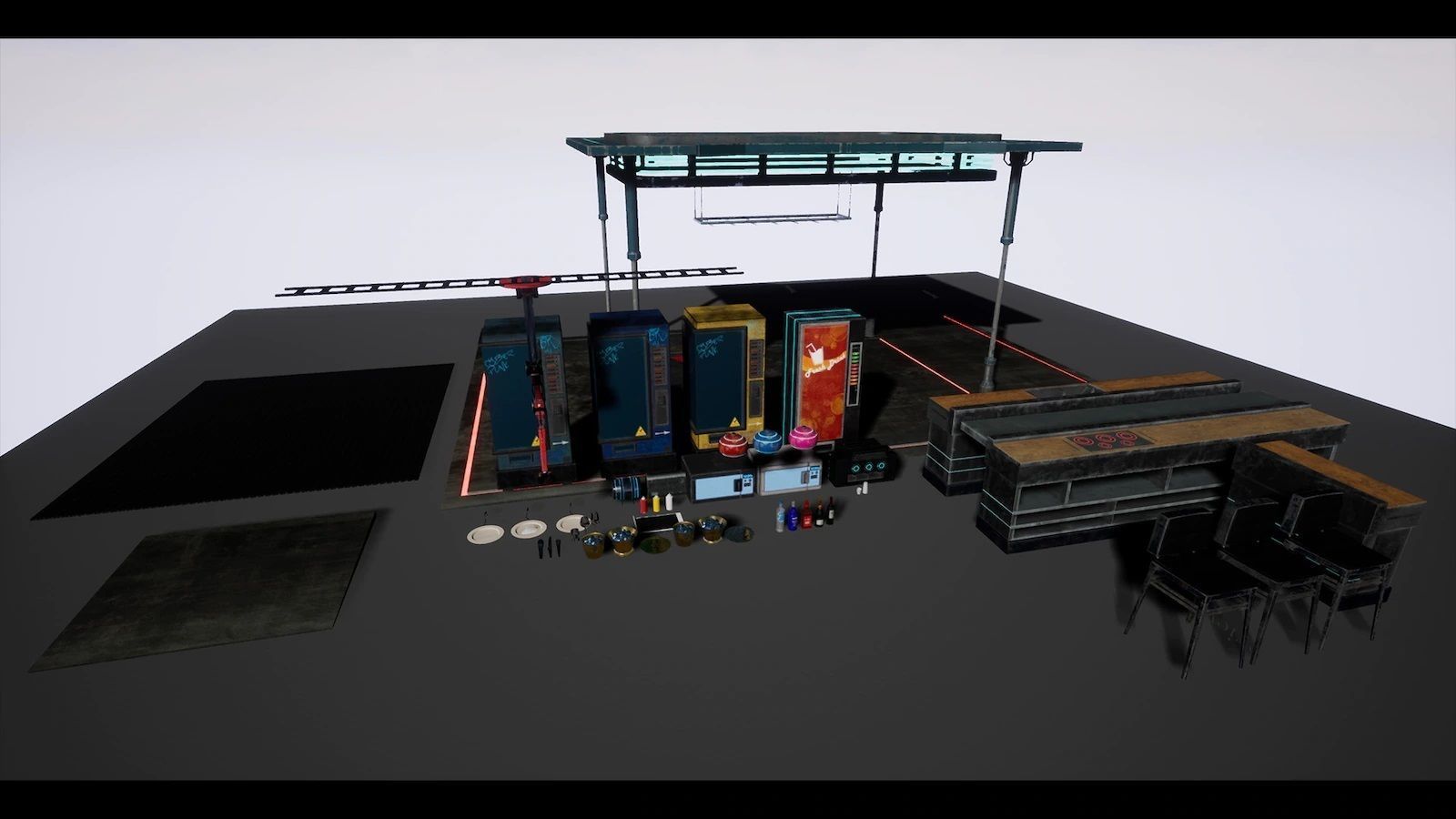 Cyberpunk Interior Bundle 3 products in 1 Low-poly 3D model_35